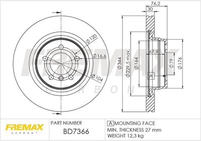 BD7366 FREMAX Тормозной диск