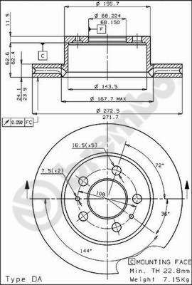 BS7826 BRECO Тормозной диск