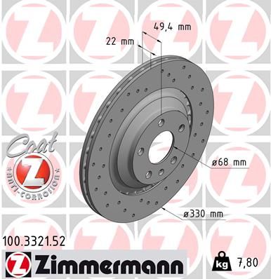 100332152 ZIMMERMANN Тормозной диск