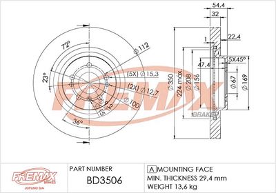 BD3506 FREMAX Тормозной диск