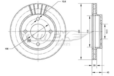 TX7040 TOMEX Brakes Тормозной диск