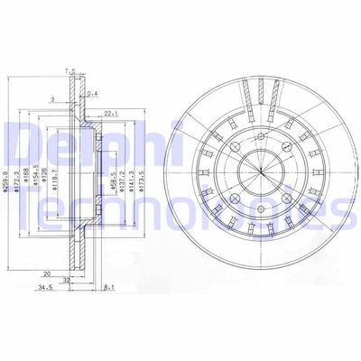 BG3806 DELPHI Тормозной диск