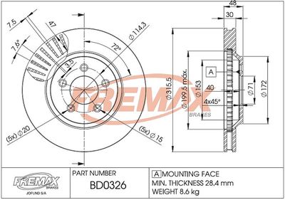 BD0326 FREMAX Тормозной диск