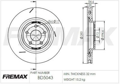 BD5043 FREMAX Тормозной диск