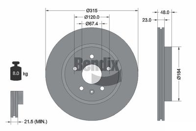 BDS1415 BENDIX Braking Тормозной диск