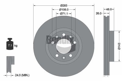 BDS1044 BENDIX Braking Тормозной диск