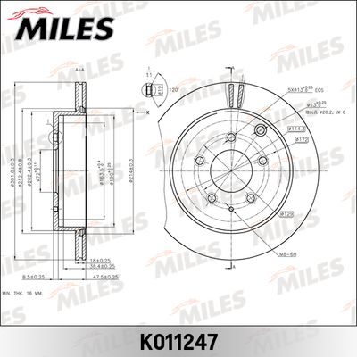 K011247 MILES Тормозной диск