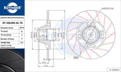 RT3281BSGLT6 ROTINGER Тормозной диск