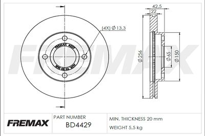 BD4429 FREMAX Тормозной диск