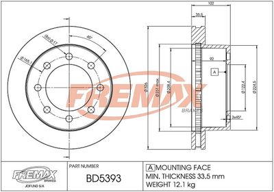 BD5393 FREMAX Тормозной диск