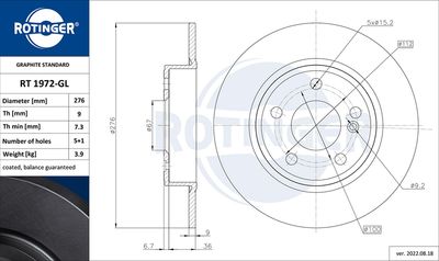 RT1972GL ROTINGER Тормозной диск