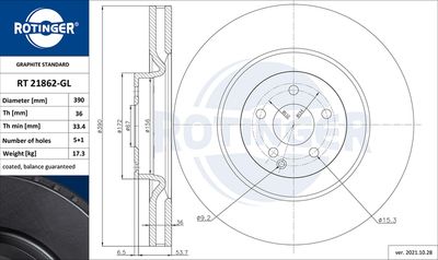 RT21862GL ROTINGER Тормозной диск