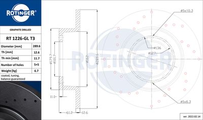 RT1226GLT3 ROTINGER Тормозной диск