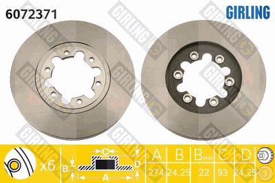 6072371 GIRLING Тормозной диск