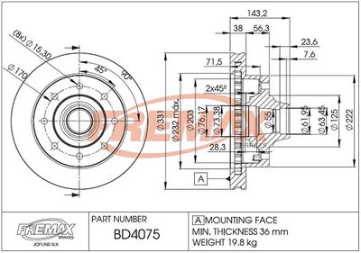 BD4075 FREMAX Тормозной диск