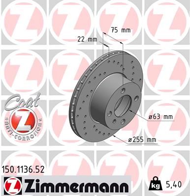 150113652 ZIMMERMANN Тормозной диск