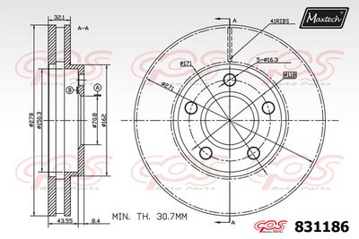 831186 MAXTECH Тормозной диск