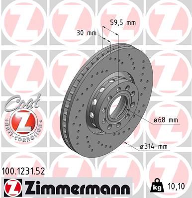 100123152 ZIMMERMANN Тормозной диск