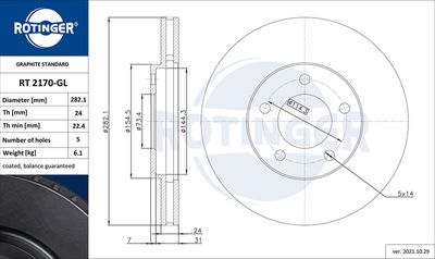 RT2170GL ROTINGER Тормозной диск