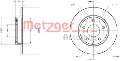 6110799 METZGER Тормозной диск