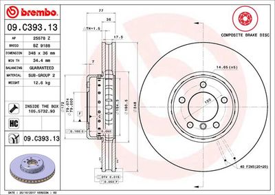 09C39313 BREMBO Тормозной диск