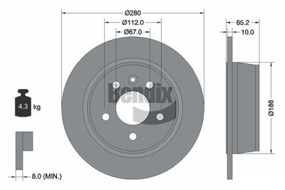 BDS1697 BENDIX Braking Тормозной диск