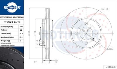 RT2021GLT5 ROTINGER Тормозной диск