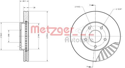 6110132 METZGER Тормозной диск