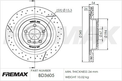 BD3605 FREMAX Тормозной диск