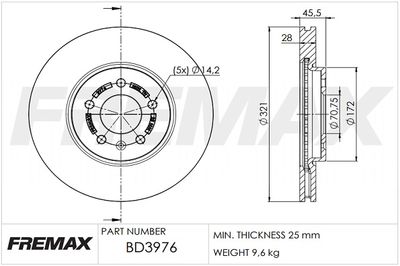 BD3976 FREMAX Тормозной диск