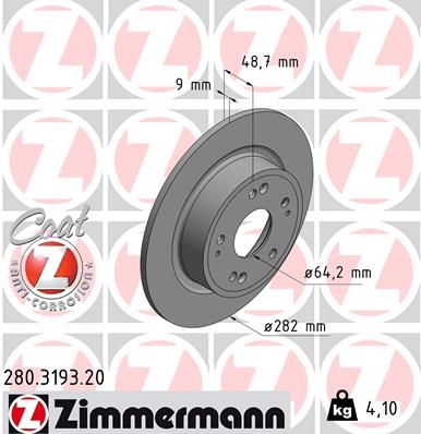 280319320 ZIMMERMANN Тормозной диск