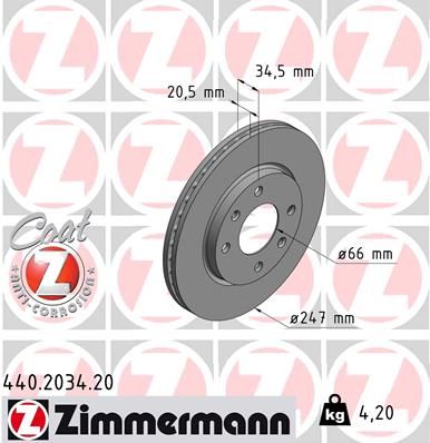 440203420 ZIMMERMANN Тормозной диск