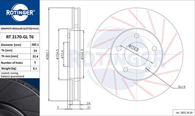 RT2170GLT6 ROTINGER Тормозной диск