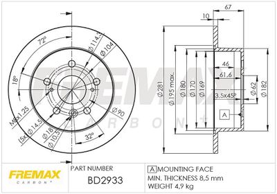 BD2933 FREMAX Тормозной диск