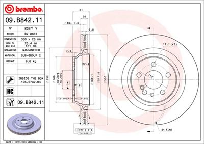 09B84211 BREMBO Тормозной диск