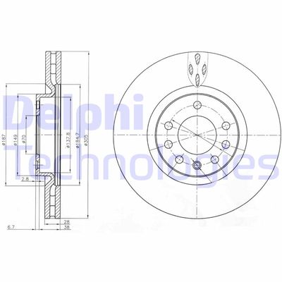 BG3963 DELPHI Тормозной диск