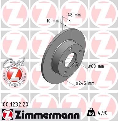 100123220 ZIMMERMANN Тормозной диск