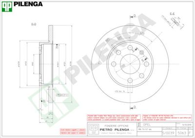 5063 PILENGA Тормозной диск