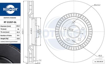 RT21357GL ROTINGER Тормозной диск