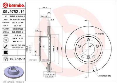 09975211 BREMBO Тормозной диск