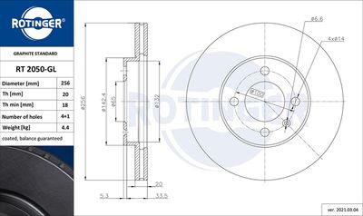 RT2050GL ROTINGER Тормозной диск