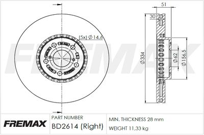 BD2614 FREMAX Тормозной диск