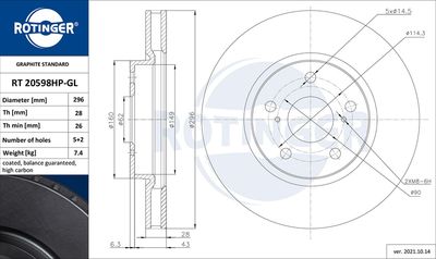 RT20598HPGL ROTINGER Тормозной диск