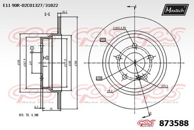 873588 MAXTECH Тормозной диск