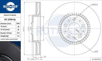 RT2799GL ROTINGER Тормозной диск