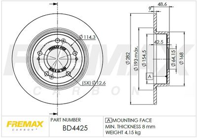 BD4425 FREMAX Тормозной диск