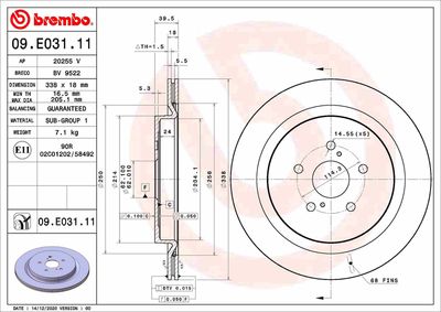 09E03111 BREMBO Тормозной диск