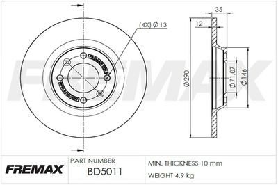 BD5011 FREMAX Тормозной диск