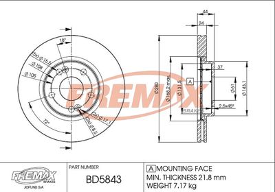 BD5843 FREMAX Тормозной диск