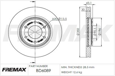 BD6089 FREMAX Тормозной диск